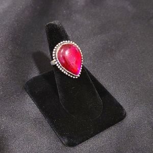 Raw Ruby & Sterling Silver Ring Sz 8.25